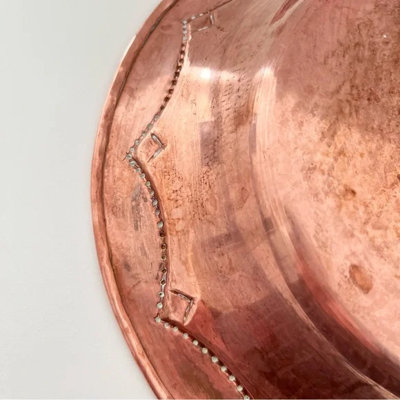 Vintage Sergei Nekrassoff Signed Hand Hammered Copper Bowl 10 inch Beading Rare